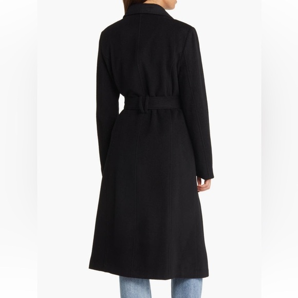NWT Cole Haan Signature Slick Belted Long Coat Wool Blend Zip Snap Size 6 - Picture 3 of 16